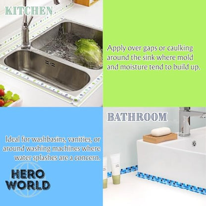 Waterproof Caulk Tape, 1.5in x 10.5ft, Self-Adhesive Sealing Strip for Kitchen, Bathroom, Sink, and Toilet (Leaf) - color: Leaf