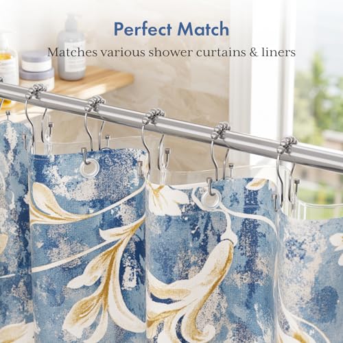 Bathway Shower Curtain Hooks Chrome Shower Curtain Rings with Cylindrical Design, Metal Shower Curtain Hooks Rust Proof, Smooth Glide Double Shower Hooks Rings for Shower Curtain - color: Chrome, style: Modern Shower Hooks with Cylinders
