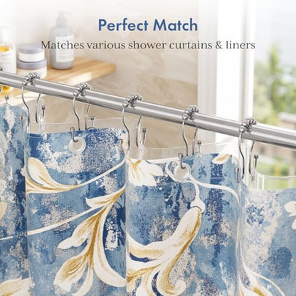 Bathway Shower Curtain Hooks Chrome Shower Curtain Rings with Cylindrical Design, Metal Shower Curtain Hooks Rust Proof, Smooth Glide Double Shower Hooks Rings for Shower Curtain - color: Chrome, style: Modern Shower Hooks with Cylinders