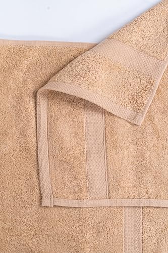 Mango Gifts 100% Cotton Hand Towels – Soft Terry Cotton with High Absorbency, Quick Dry, Lightweight and Durable, Machine Washable Towels for Bathroom, Gym and Spa, 16 x 28 Inch, Set of 2, Beige - color: Beige