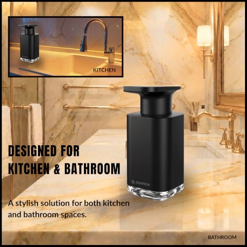 Automatic Soap Dispenser with Digital Display, Touchless Sensor, USB-C Rechargeable, No Drip Pump, 3-Level Adjustable, IPX5 Waterproof, 450ml Capacity – Modern Bathroom & Kitchen Countertop (Black) - color: Black
