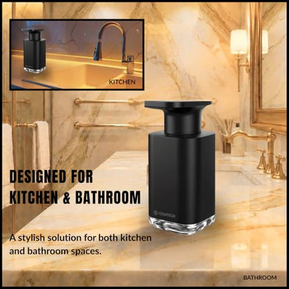 Automatic Soap Dispenser with Digital Display, Touchless Sensor, USB-C Rechargeable, No Drip Pump, 3-Level Adjustable, IPX5 Waterproof, 450ml Capacity – Modern Bathroom & Kitchen Countertop (Black) - color: Black