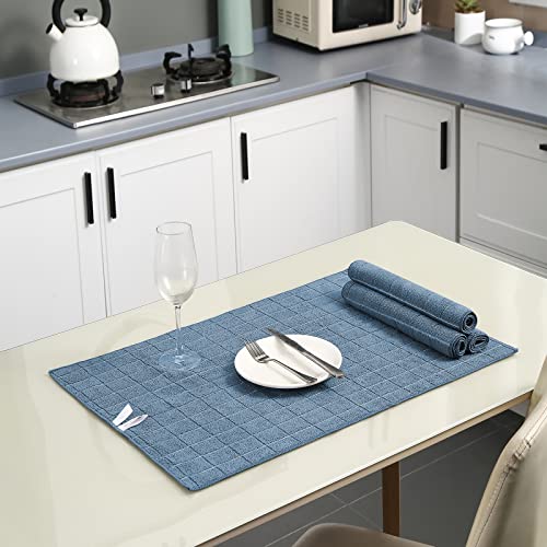 Puomue Microfiber Kitchen Towels and Dishcloths Set, 26 X 18 Inch and 12 X 12 Inch, Set of 12 Bulk Lint Free Dish Towels for Drying Dishes, Blue - color: Blue