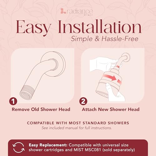 Shower Filter Head for Hard Water Improves Skin, Hair, and Nails - Large, High Output Filtered Shower Head with Filter Softens Water and Removes Chlorine and Heavy Metals, Matte Black