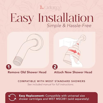 Shower Filter Head for Hard Water Improves Skin, Hair, and Nails - Large, High Output Filtered Shower Head with Filter Softens Water and Removes Chlorine and Heavy Metals, Matte Black