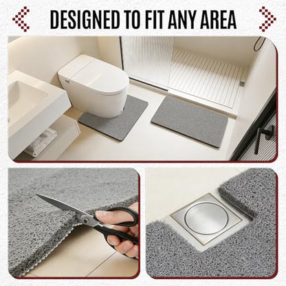 17 * 30in Shower Mat Bathtub Mat Non Slip | Bathmats Non Slip, Quick Drying Foot Scrubber Loofah Mats for Inside Shower, Tub, Bathroom, Home, Grey - color: Grey, size: 30" x 17" (Rectangular)