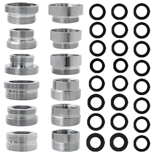 12-Piece Universal Faucet Adapter Kit | Male to Female Thread Converter Fit for Kitchen Aerator, Fit for Water Filter & Hose Connections (Multi-Size Compatibility)