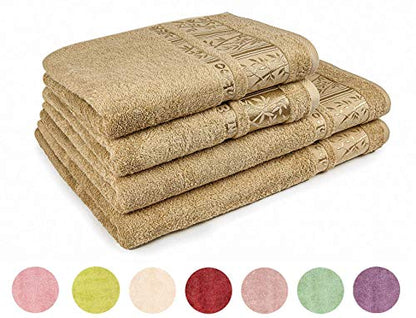 Miasoft Silver 100% Rayon Derived from Bamboo Towel Set - Soft and Washable Turkish Bath Towels for Hands, Face and Hair - Set of 4 in Gift Box - Coffee