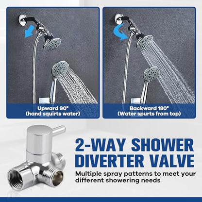 All Metal 2-Way Shower Arm Diverter Valve, G1/2 Solid Brass Shower Splitter for Handheld and Fixed Showerhead – Universal Bathroom Diverter Replacement Part Chrome - color: Chrome