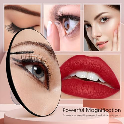 30X Magnifying Mirror with 3 Suction Cups, Large 6inch Magnified 30X Travel Round Makeup Mirror with High Magnification, Make up Accessories with Tweezers Sets - color: 30x -Black