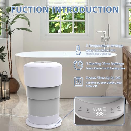 Fistone Foldable Towel Warmer for Bathroom – 23L Large Rapid Heat Towel Warmers Bucket with 3 Heat Levels, One-Touch Start, Auto Shut-Off Timer