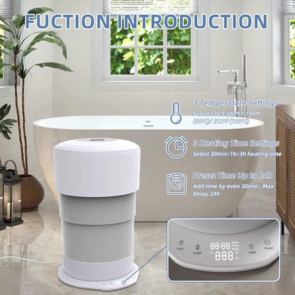 Fistone Foldable Towel Warmer for Bathroom – 23L Large Rapid Heat Towel Warmers Bucket with 3 Heat Levels, One-Touch Start, Auto Shut-Off Timer