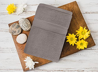Towel and Linen Mart 4 Pieces Bath Towel Sets - Silver - 2 ply Low Twist Soft Feel Luxurious,Quick Dry, Extra Absorbent, 100% Ring Spun Cotton 600 GSM (27 x 54, Pack of 4) - color: Silver