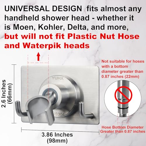 All Metal Shower Head Holder with Adhesive and Screw Two Install Methods | Adjustable Solid Stainless Steel Handheld shower holder for wall, Showerhead Wand Bracket, Brushed Nickel - style: A-Style Brushed