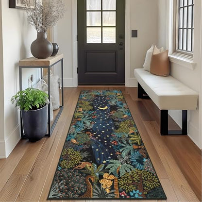 GarveeHome Jungle Animal Washable Area Rug - color: Blue, size: 3' x 7' (Rectangular)