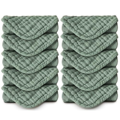 Baby Washcloths - Burp Cloths Baby Girl Boy Baby Wipes - Soft Newborn Face Towels and Wash Burping Cloths for Babies Sensitive Skin, Registry Search, 10 Pack 11.8x11.8 inches - color: Green-10pack-binding