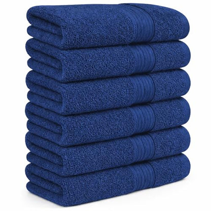 100% Cotton Hand Towels 18x28 Inches, 600 GSM, Soft & Absorbent, Set of 6, Navy - color: Navy, size: Hand Towel Set of 6