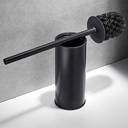 Freestanding Toilet Brush Holder for bathrooms 304 Stainless Steel Toilet Brush Stand Round Storage and Organization Rust Resistant 18-inch high Matte Black Finished - color: 18-inch Round High Matte Black