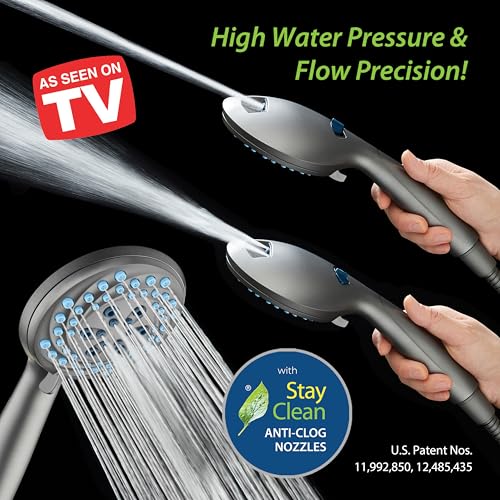 AquaCare New 8-mode High Pressure Handheld Shower Head w/ 2-way Power Wash | Stay Clean Nozzles, Dual Power Wash for Tub, Tile & Pets, Long 6 ft. Stainless Steel Hose, Wall & Overhead Brackets / Modern - color: Modern