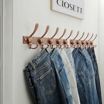Coat Rack Wall Mount, Heavy Duty 12-Gauge Base vs Flimsy 1mm, Double-Thick Solid Anti-Snap Hooks, 16” Stud-Mount, Stainless Steel Hanger for Clothes Hat Entryway Closet Mudroom, Rose Gold - color: Rose Gold, size: L=17" (1pcs)
