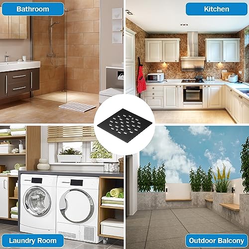 YFZGZA 4-1/4" Screw-in Square Floor Drain Cover | Shower Strainer Grate Drain Replacement Cover,Easy to Install, Removable Sus304 Stainless Steel