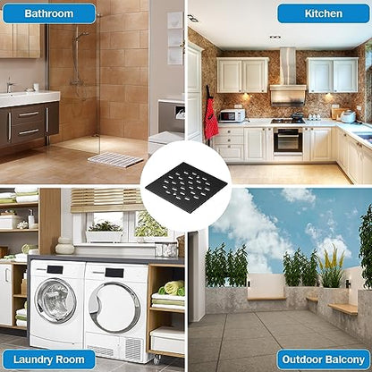 YFZGZA 4-1/4" Screw-in Square Floor Drain Cover | Shower Strainer Grate Drain Replacement Cover,Easy to Install, Removable Sus304 Stainless Steel