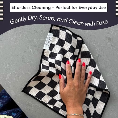 Double-Sided Microfiber Washcloths, Charstir | Super Absorbent Lint-Free Fast Drying, Durable & Soft For Cleaning Dishes Cars & More Kitchen Washcloths Microfiber Cloth Set - color: Chars