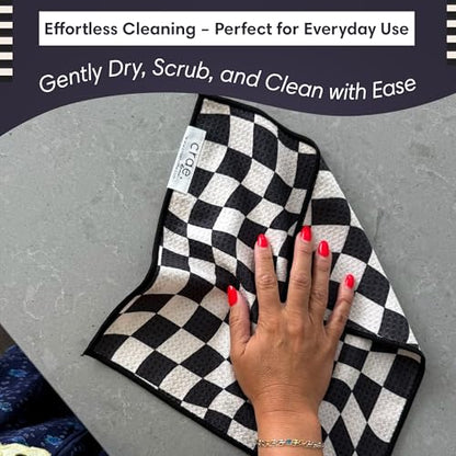 Double-Sided Microfiber Washcloths, Charstir | Super Absorbent Lint-Free Fast Drying, Durable & Soft For Cleaning Dishes Cars & More Kitchen Washcloths Microfiber Cloth Set - color: Chars