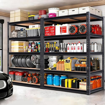 Heavy Duty Garage Shelving,5-Tier Metal Storage Shelves,2400LBS Shelving Unit,Adjustable Shelving Rack, Standing Shelf Units for Garage Storage Warehouse,28''×12''×60'' - size: 28"x12"x60"