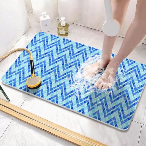 20x20 Inch Loofah Shower Mat, Bathtub Mat Non Slip, Foot Scrubber Mat, Quick Drying PVC Bathroom Mat, Bath Mats for Shower/Bathtub and Wet Areas - color: Azure, size: 20" x 20" (Rectangular)