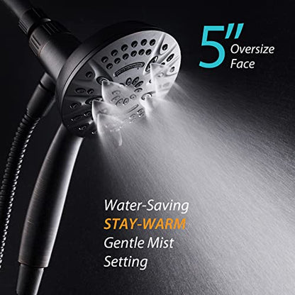AquaDance New Magnetic Docking 8-setting High Pressure Handheld Shower Head | Space-age Magnetic Guidance Bracket System, Giant 5-inch Face, Extra-long 72-inch Stainless Steel Hose - Bronze - color: Oil Rubbed Bronze