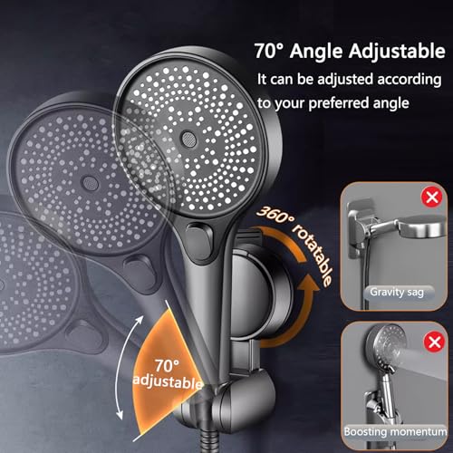 Resdenio Shower Head Holder - Strong Suction Cup No Drilling Showerhead Bracket Waterproof Handheld Shower Holder, Adjustable Wand Holder for RV, Kids, Bathroom (Black) - color: Black