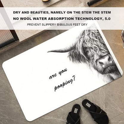Bath Mat-Bathroom Rug，Highland Cow Prank Non Slip Quick Dry Stain Resistant Easy to Clean Care Shower Rug for Bathtub Shower Room 20×31Inch (50 * 80cm) - color: Highland Cow Prank, size: 20 x 31 inches