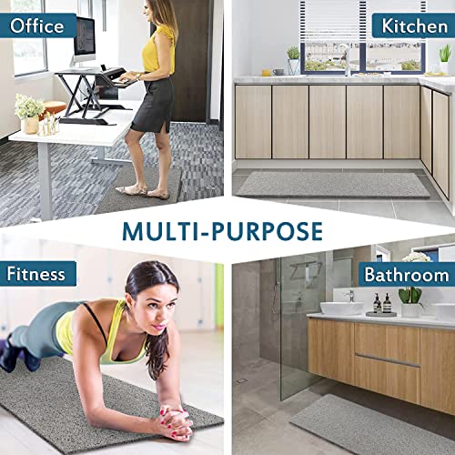 godehone Shower Mats Non Slip Without Suction Cups, PVC Loofah Bathroom Mats, Loofah Mats for Shower and Bathroom, Quick Drying, 17.1× 59 Inch, Grey - color: Grey, size: 59" x 17.1" (Rectangular)