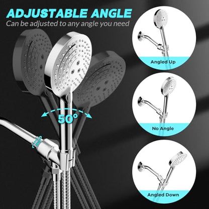 Shower Head Holder for Hand Held Showerheads, Adjustable Shower Arm Mount with Swivel Ball Joint, Premium ABS Bracket, Connect Shower Arm and Shower Hose (Chrome) - color: ABS with Metal Ball - Chrome