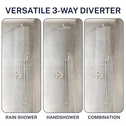 HammerHead Showers Solid Metal Shower Valve and Trim Kit, Two-Handle Volume and Temperature Control with Integrated Diverter, Pressure Balance Rough-In Valve Included, Chrome - color: Chrome