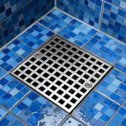 4" Matte Silver Shower Drain Cover, 304 Stainless Steel Square Floor Drain Cover Replacement, Drain Strainer and Hair Catcher for Showers, Bathrooms, and Sinks - color: Sliver