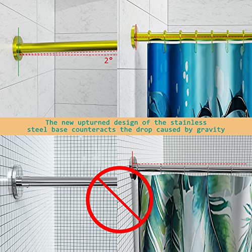 U Shaped Shower Curtain Rod (Both sides: 31.5"-47",Middle: 34.7"-43") Adjustable True 304 Stainless Bathroom Bathtub Shower Curtain Rod Rack Gold - color: U Shaped Gold, Length on both sides:31.5"-47",Middle width:34.7"-43", size: U Shaped