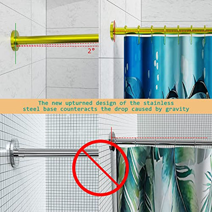 U Shaped Shower Curtain Rod (Both sides: 31.5"-47",Middle: 34.7"-43") Adjustable True 304 Stainless Bathroom Bathtub Shower Curtain Rod Rack Gold - color: U Shaped Gold, Length on both sides:31.5"-47",Middle width:34.7"-43", size: U Shaped