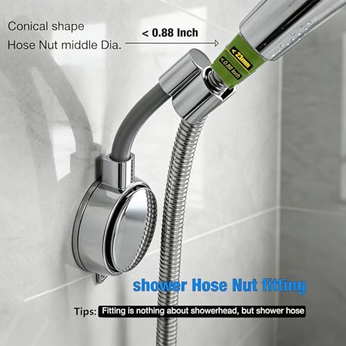 Suction Cup Handheld Shower Head Holder - 360 Swivel Adjustable Metal Neck - Wall Mounted Shower Wand Holder ，Chrome