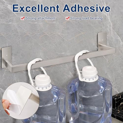 NearMoon Self Adhesive Bathroom Towel Bar, Stainless Steel Square Bath Wall Shelf Rack Hanging Towel Stick On Sticky Hanger Contemporary Style, Towel Rack Wall Mounted (24 Inch, Brushed Nickel) - color: Brushed Nickel, size: 24 Inch