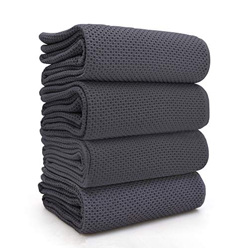 BALCONY & FALCON Waffle Weave Dish Towel Kitchen Towel Hand Dish Rags Great for Household Cooking Cleaning Kerchief,13x28inches,Set of 4 Gray - color: Grey, size: 13in x 28in set of 4