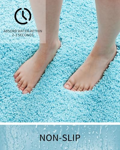 Toilet Rugs U-Shaped Mat 24x22, Contour Bathroom Mat - Ultra Soft & Absorbent Microfiber, Quick-Dry, Machine Washable with High Density Foam Latex Non Slip Backing, Teal - color: Teal, size: 24" X 22"(Toilet Rug)