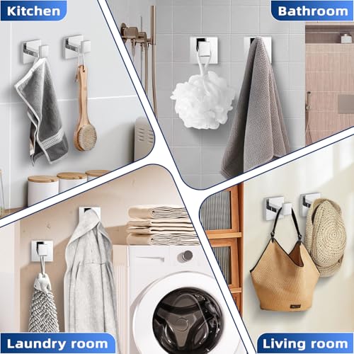 Chrome Polished Towel Hooks for Bathrooms, Heavy Duty Wall Mounted Stainless Steel Modern Hook, 4 Pack – Ideal for Hanging Towels, Robes, Coats, in Kitchen, Bedroom, Bathroom, or Hotel - color: Chrome polished
