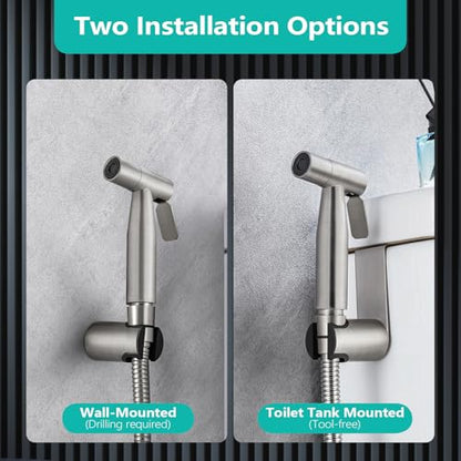 BARROCK Handheld Bidet Sprayer for Toilet, Stainless Steel Metal Made Baby Cloth Diaper Spraying Kit, Bathroom Toilet Bidet Attachment Set for Bathing Pets and Feminine Hygiene, Brushed Nickel - color: Brushed Nickel