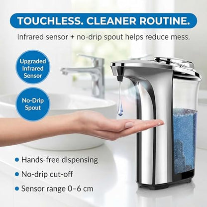Zyler Touchless Dish Soap Dispenser 17oz/500ml – Automatic Soap Dispenser Touchless with 5 Adjustable Soap Levels, Refillable Liquid Dispenser for Kitchen Sink & Bathroom