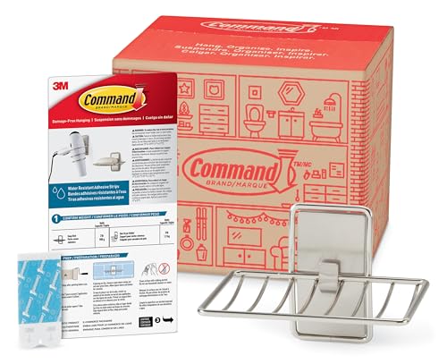 Command Soap Dish for Shower, Damage-Free Hanging, No Tools Soap Holder for Back to School Bathroom Organization, 1 Satin Nickel Dish and 2 Water-Resistant Strips - color: Satin Nickel