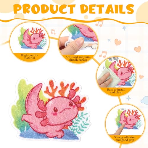 Yaomiao 24 Pcs Non Slip Bathtub Stickers Anti Slip Shower Stickers Cute Axolotl Duck Capybara Frog Decals Threads Adhesive Appliques with Scraper for Safety Bathroom Tubs Shower Floor Stairs - style: Cute