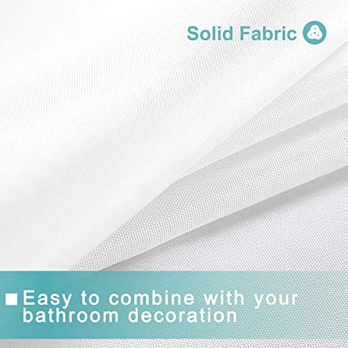 Waterproof Fabric Shower Curtain Liner, 72 x 72 inch, White | Suction Cups Included, Machine Washable Cloth Shower Curtain for Bathroom, 72x72