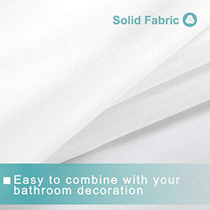 Waterproof Fabric Shower Curtain Liner, 72 x 72 inch, White | Suction Cups Included, Machine Washable Cloth Shower Curtain for Bathroom, 72x72